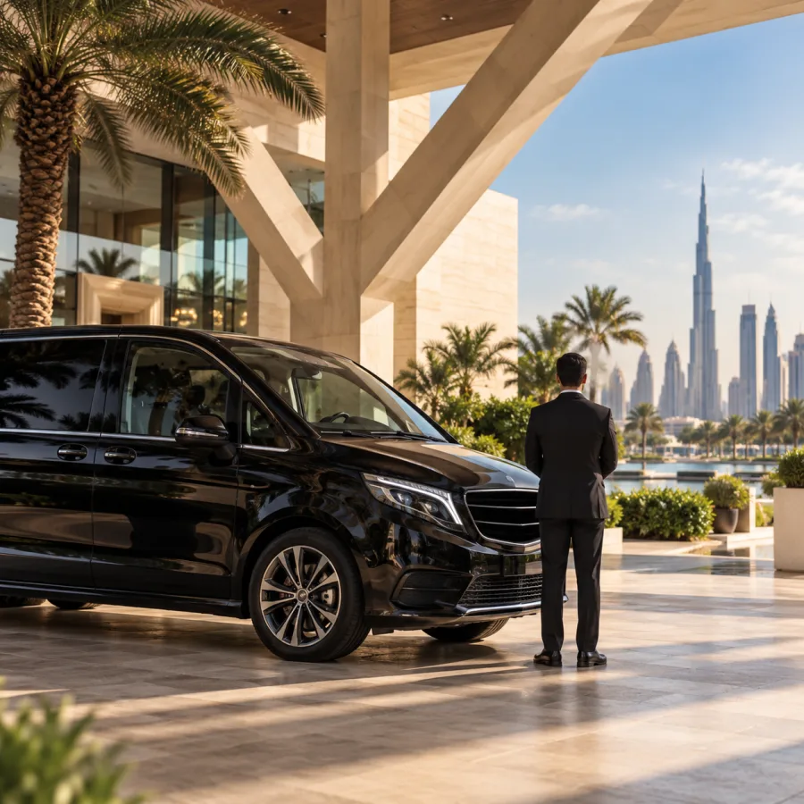 Özel transfer için otel girişindeki araç